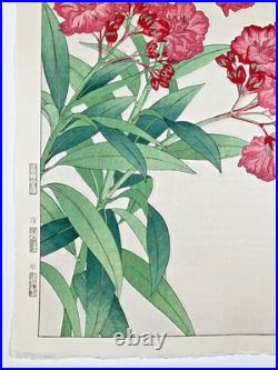 Kawarazaki Shodo Woodblock Print Oleander Kyoto Unsodo Flower Prints