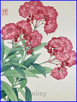 Kawarazaki Shodo Woodblock Print Oleander Kyoto Unsodo Flower Prints