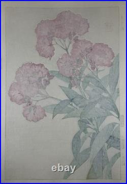 Kawarazaki Shodo Woodblock Print Oleander Kyoto Unsodo Flower Prints