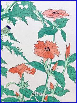 Kawarazaki Shodo Woodblock Print Thistle and Gampi Kyoto Unsodo Flower Prints
