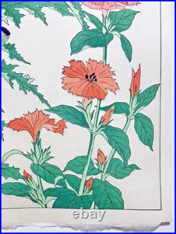 Kawarazaki Shodo Woodblock Print Thistle and Gampi Kyoto Unsodo Flower Prints