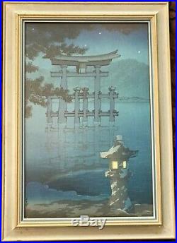 Kawase Hasui (1883-1957) Woodblock Print. Starry Night Miyajima. Trimmed