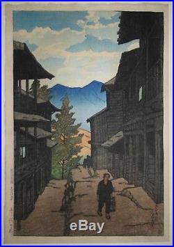 Kawase Hasui Autumn at the Arayu Spa, Shiobara Japanese Woodblock Print (1920)