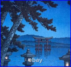 Kawase Hasui Japanese Woodblock Print Moonlight Night at Miyajima
