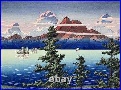 Kawase Hasui Japanese Woodblock Print Mount Unzen (Unzendake) /The Eight Views
