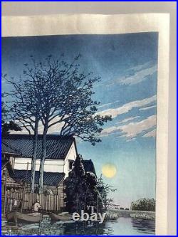 Kawase Hasui Japanese Woodblock Print Shin Hanga Evening at Itako ukiyo-e