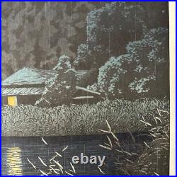 Kawase Hasui Japanese Woodblock Print Shin Hanga Rainy Omiya From Japan 1930