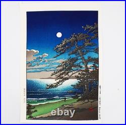 Kawase Hasui Japanese Woodblock Print Spring moon Seaside of Ninomiya at 1932