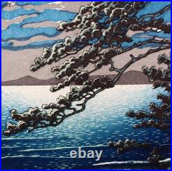 Kawase Hasui Japanese Woodblock Print Spring moon Seaside of Ninomiya at 1932