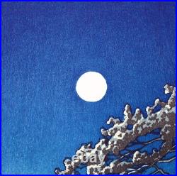 Kawase Hasui Japanese Woodblock Print Spring moon Seaside of Ninomiya at 1932