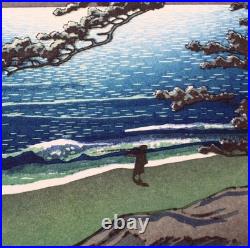 Kawase Hasui Japanese Woodblock Print Spring moon Seaside of Ninomiya at 1932