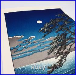 Kawase Hasui Japanese Woodblock Print Spring moon Seaside of Ninomiya at 1932