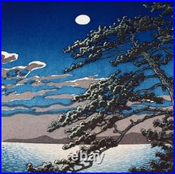 Kawase Hasui Japanese Woodblock Print Spring moon Seaside of Ninomiya at 1932