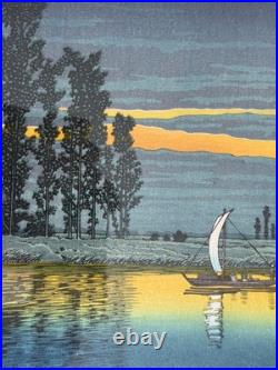Kawase Hasui, Japanese Woodblock Print Ushibori Evening Twilight