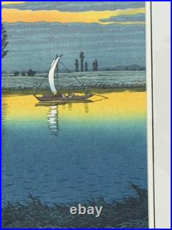 Kawase Hasui, Japanese Woodblock Print Ushibori Evening Twilight