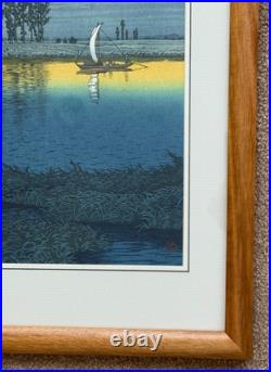 Kawase Hasui, Japanese Woodblock Print Ushibori Evening Twilight