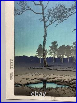 Kawase Hasui Japanese Woodblock Print Winter Moon at Toyamagahara 1931 Shinhanga