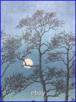 Kawase Hasui Japanese Woodblock Print Winter Moon at Toyamagahara 1931 Shinhanga