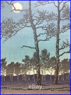 Kawase Hasui Japanese Woodblock Print Winter Moon at Toyamagahara 1931 Shinhanga