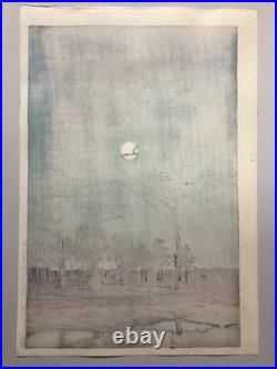 Kawase Hasui Japanese Woodblock Print Winter Moon at Toyamagahara 1931 Shinhanga