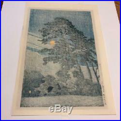 Kawase Hasui Japanese Woodblock Print moon over Magome Watanabe
