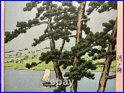 Kawase Hasui Lake Kawaguchi Japanese Woodblock Print Original 1932