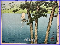 Kawase Hasui Lake Kawaguchi Japanese Woodblock Print Original 1932