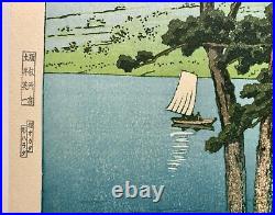 Kawase Hasui Lake Kawaguchi Japanese Woodblock Print Original 1932