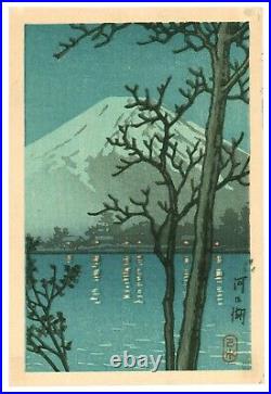 Kawase Hasui Lake Kawaguchi antique Japanese Woodblock Print