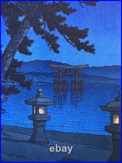Kawase Hasui Moonlit night, Miyajima Japanese Woodblock Print
