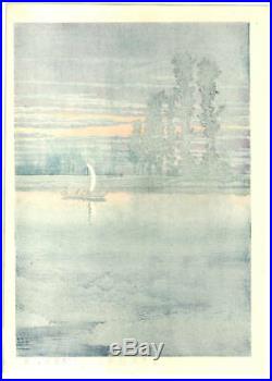 Kawase Hasui Ushibori no Yugure Sunset 1930 Japanese Woodblock Print SHIN HANAGA