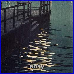 Kawase Hasui Woodblock Print Replica Otaru Wharf Showa 1933 Poster 39.5x26.5cm