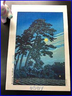 Kawase Hasui, original late print, watanabe, japanese woodblock print, small size