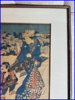 Keisei Eisen (1790 1848) Mother And Child Strolling At Asukayama Woodblock