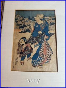Keisei Eisen (1790 1848) Mother And Child Strolling At Asukayama Woodblock