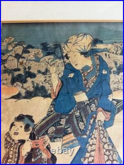 Keisei Eisen (1790 1848) Mother And Child Strolling At Asukayama Woodblock