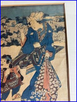 Keisei Eisen (1790 1848) Mother And Child Strolling At Asukayama Woodblock