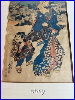 Keisei Eisen (1790 1848) Mother And Child Strolling At Asukayama Woodblock