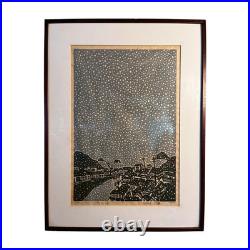 Kenjiro Iwata Woodblock Print Winter Sea Signed /100 Framed 1985 Japan Art