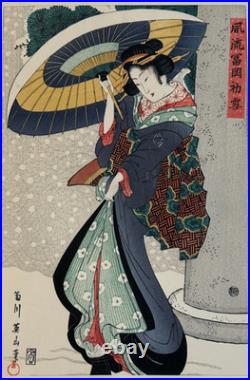 Kikukawa Eizan Woodblock Print 10 x 15 Reproduction First Snow at Tomioka