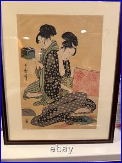 Kitagawa Utamaro Japanese Ukiyo-e Woodblock Print Edo period (1603-1868)FRAMED