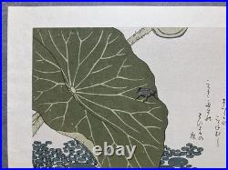 Kitagawa Utamaro Ukiyo-e Woodblock Print Gold Beetle and Frogs