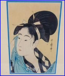 Kitagawa Utamaro Woodblock Japanese ukiyo-e Ase O Fuku Onna Woman Wiping Sweat