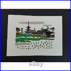 Kiyoshi Sait boxed set of 12 woodblock printed cards'50s INV1911