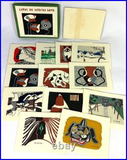 Kiyoshi Saito 12 Woodblock Print Cards Boxed Set 1950's Mint Condition
