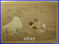 Kiyoshi Saito Duck and Duck Japanese Woodblock Print Late Taisho Era Signed