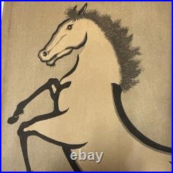 Kiyoshi Saito Rearing Horse Japanese Woodblock Print Signed Art