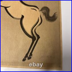 Kiyoshi Saito Rearing Horse Japanese Woodblock Print Signed Art
