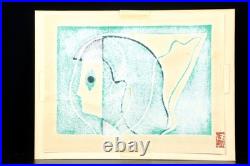 Kiyoshi Saito Signed Woodblock Print Green Girl Antique Framed Damage READ