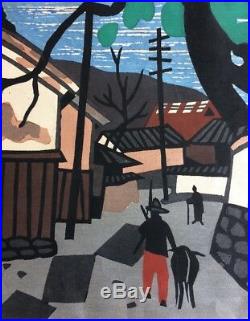 Kiyoshi Saito Village Woodblock Print
